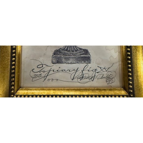 Limited Edition Topiary Fig prints by Kathryn Clarke Gold & Black Frames Vintage - Picture 5 of 12